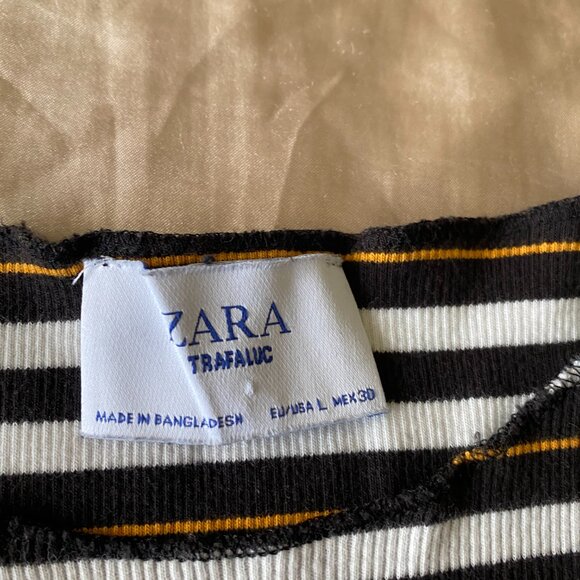 Zara Black white yellow striped dress - Picture 2 of 2